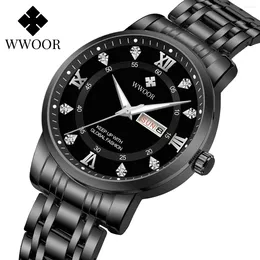 Wristwatches WWOOR Men's Watches Hollow Bottom Original Quartz Watch For Man Waterproof Luminous Stainless Steel Wristwatch Male Date Week