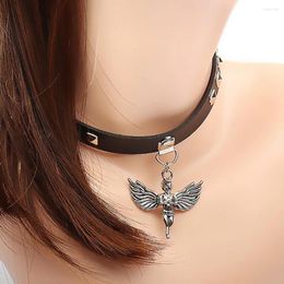 Pendant Necklaces Rock Cool Gothic Collar Steampunk Necklace Women Men Chokers Leather Goth Punk Chunky Choker Cupid