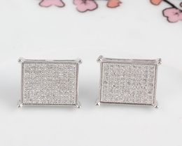 Luxury Designer S925 silver Earrings Women Mens Earrings Hip Hop Diamond Stud Earings Iced Out Bling CZ Rock Punk square Wedding G6133919