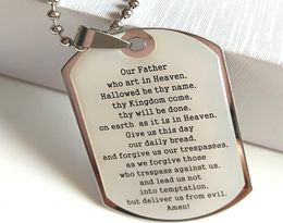 10pcslot English LORDS PRAYER Stainless Steel Pendant Necklace Mens Jesus Religious Jewellery Man Great Gift Brand New9296329