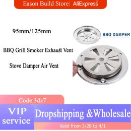 Grills Air Louvre Vent BBQ Grill Smoker Exhaust Kitchen Vent Stove Stainless Steel Air Vent Damper Round Home Vents Replacement Parts