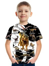 T-shirts 3D Digital Dinosaur Print Boys Creative T-shirt Casual Lightweight Comfy Short Sleeve Tee Tops Kids Clothings For SummerL2405