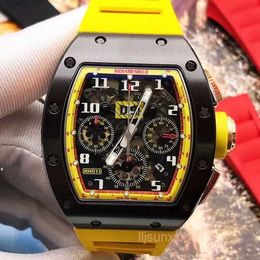 Wristwatch Men's Luxury Watch Mechanical Watch Series RM 011 Yellow Ceramic Limited Edition Mens Fashion Leisure Sports Mechanical Watch