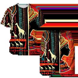 Men's Tracksuits African Style Summer Mens Tracksuit Set Ethnic Totem Print T-Shirt Shorts Outfits Vintage Oversized Fashion Casual Clothing T240505