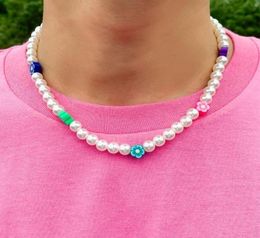 Chokers Lacteo Y2K Candy Colourful Resin Heishi Clay Beads Imitation Pearls Clavicle Chain Choker Necklace Jewellery For Women Men Gi8642824