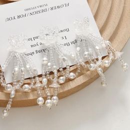 Charms 1pcs Summer Literary Highlights Pearl Tassel Lotus Leaf Earrings DIY Handmade Weaving Beaded And Hanging Materials