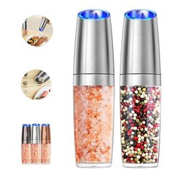 Gravity Electric Pepper and Salt Mills Set Automatic Shakers Mill Grinder with LED Light Battery Powered Adjustable Coarseness 240429