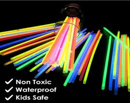 100Pcsbag Party Favour Fluorescence Light Glow In The Dark Sticks Bracelet Necklace Neon Wedding Birthday Party Decoration Hallowe5362843