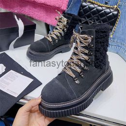 Channeles layer first Boots new Designer Shoes 2023 cowhide high top shoes tied round head thick sole casual fashion shoes tide Martin boots European station 63L3