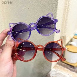 Sunglasses Childrens sunglasses cat ear circular colored sunglasses WX