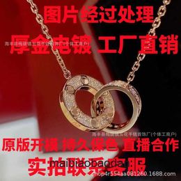 Cartre High End Jewellery rings for women double ring full diamond necklace for women with diamond inlaid titanium steel non fading collarbone chain plate with 18K rose