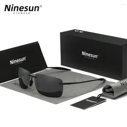 Sunglasses Ninesun TR90 Rimless Polarized Men Ultralight High Quality Driving Square Frameless Sun Glasses For Women