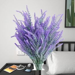 Decorative Flowers 12 Bundles Outdoor Artificial Lavender Fake UV Resistant Shrubs Faux Plastic Greenery For Indoor Outside Hanging Plants