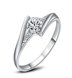 beautiful princess Jewellery plating S925 Sterling Silver crystal diamond ring zircon Wedding ring size US67891592180