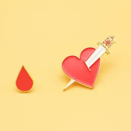 Brooches Creativity Cartoon A Sword Through The Heart Bleed Enamel Lapel Pin Collect Badge Jewellery Adorn Backpack Hat Collar