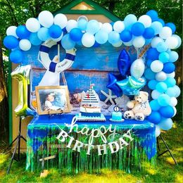 Party Decoration 141 Pcs Blue Silver White Arch Garland Kit For Graduation Baby Shower Wedding Birthday Backdrop DIY Supplies