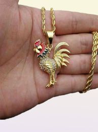 Collier Necklace Gold Color Stainless Steel Gallic Rooster Pendant Necklaces For MenWomen Iced Out Bling French Jewelry Gift8636154