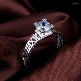 Cluster Rings Top Quality ZYR139 Effie Tower Elegant Real Rose Gold Colour Wedding Cubic Zirconia Ring Full Sizes