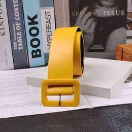 3PC 2019 New Fashion Accessories Casual Female Belt Solid Plastic Head Smooth Buckle Belt Stylish Candy Color PU Leather Belt Yellow W2 2408