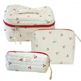 Cosmetic Bags 3Pcs Quilted Zipper Pouch Makeup Bag Set Cotton Organiser Storage Case For Women