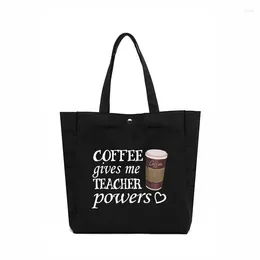 Shopping Bags Teacher Gift Laptop Bag Coffee Power Printed Large Capacity Book Ladies Tote Canvas Women Shoulder