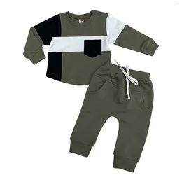 Clothing Sets Toddler Boys Winter Long Sleeve Patchwork Colour Tops Pants 2PCS Outfits Clothes Set For Babys Boy Shirts 4t