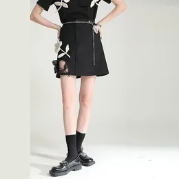 Stage Wear Zhongchuang Rizhen Niche Black Half For Women's 2024 Summer Design Sense Splicing Flower A-Line Short Skirt