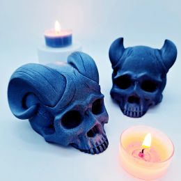 Candles Horn 3d Skull Silicone Mold Concrete Plaster Resin Chocolate Candle Fudge Tool Diy Manual