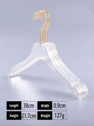Luxury Clothes Hangers Clear Acrylic Dress Hangers with Gold Hook Transparent Shirts Holders with Notches for Lady Kids7941930