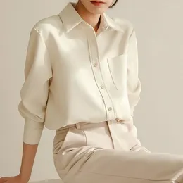 Women's Blouses Office-lady Fashion Long Sleeve White Shirt Women Top Blouse Casual Elegant Loose Corduroy Shirts Blusas 24036
