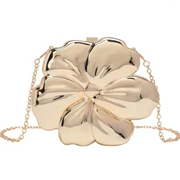 Totes Fashion Flower Shaped Clucth Bag For Women Metal Box Shoulder Crossbody Bags Luxury Evening Party Purses 2024