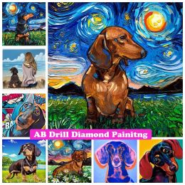 Stitch Graffiti Dachshund 5D DIY AB Drill Diamond Painting Mosaic Animal Dog Cute Puppy Art Embroidery Pictures Cross Stitch Home Decor