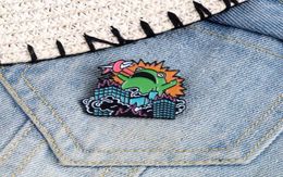 Brooches Cartoon Frog Warrior Enamel Pins Angry Animal Destroy City Badges Pin Clothes Lapel Jewelry Gifts For Women Men1690341