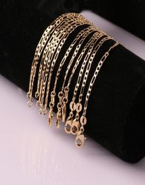 20pcs Mens Gold Chain Necklace 2mm Stamp Gold color color Vintage Chain Woman and girl Figaro chain Jewelry Whole7181631