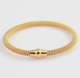 Bangle Fashion Women Men Magnetic Colour Rose Gold Stainless Steel Round ed Wire Cuff Clasp Bracelets Jewelry1213259