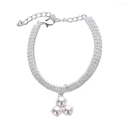 Dog Collars Rhinestones Pet Necklace Sparkling Rhinestone Collar With Adjustable Chain Lobster Clasp Stylish For Bling-loving