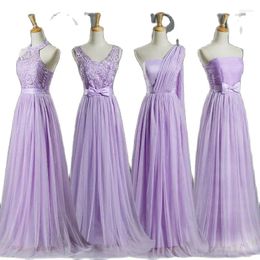 Casual Dresses Lilac Purple Bride Sister Dress Long Beautiful Bridesmaids Lace Mesh Wedding Party