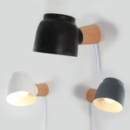 Wall Lamp Nordic Modern Lights Solid Wood Iron Art Lamps Bedroom Bedside Study Indoor Mirror Light Home Decor LED Lightings Fixtures