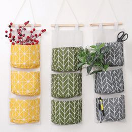 Storage Bags Wall Hanging Storaoor Closet Bag Organiser Home Cosmetics Toysge Fabric Pouch 3 Pockets Multilayer D