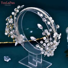 Headbands YouLaPan Wedding Bride Hair Ring Bride Maid Rhinestone Hair Accessories Bride Pearl Headband Womens Dance Party Jewellery HP582 Q240506