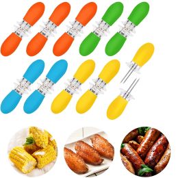 Accessories Stainless Steel Corn Holders Design Corn Cob Holders BBQ Forks Skewers Corn on The Cob Cooking Parties Camping Interlocking tool