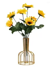 Vases Creative Flower Dried Container Simple Hollow Iron Vase Transparent Fake Simulated Small Fallower Bottle