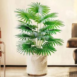 Decorative Flowers 60-80 Cm 18 Tropical Artificial Plants Large Fake Fan-leaf Sunflower Tree Plastic Plant Leaves Jungle Palm