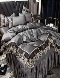 selling Bedding Sets 4 Pcs Solid Bed Suit Duvet Cover Silk Lace Designer Bedding Supplies In Stock2599630