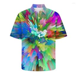 Men's Casual Shirts Est Loose Breathable 3D Print Graffiti Cool Fashion Tie-dye Beach Party Tops Short Sleeves Summer Men Top