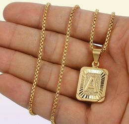 Men039s Letter Necklace Hip Hop Square Pendant Stainless Steel English DoubleSided Casting NYZ Shop Chains6694566