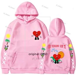 Erkek Hoodies Sweatshirts Kötü Tavşan Un Verano Sin Ti Grafikler Çift Taraflı Baskı Hoodie Kadınlar Büyük Boy Unisex Sakat Sokak Giyim Paltoları 5714