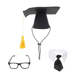 Dog Apparel 1 Set Of Decors With Eyeglass Tie Graduation Party Garment (Black)