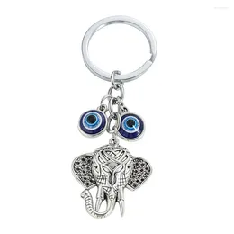 Keychains Turkey Blue Evil Eye Bead Elephant Pendant Key Chain Lucky Amulet Car Ring Backpack Charm Fashion Jewelry Gift For Men Women