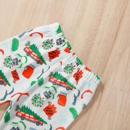 Clothing Sets Baby Girl 2Pcs Christmas Outfit Long Sleeve Santa Claus Tree Print Sweatshirt Tops Flared Pants Bell